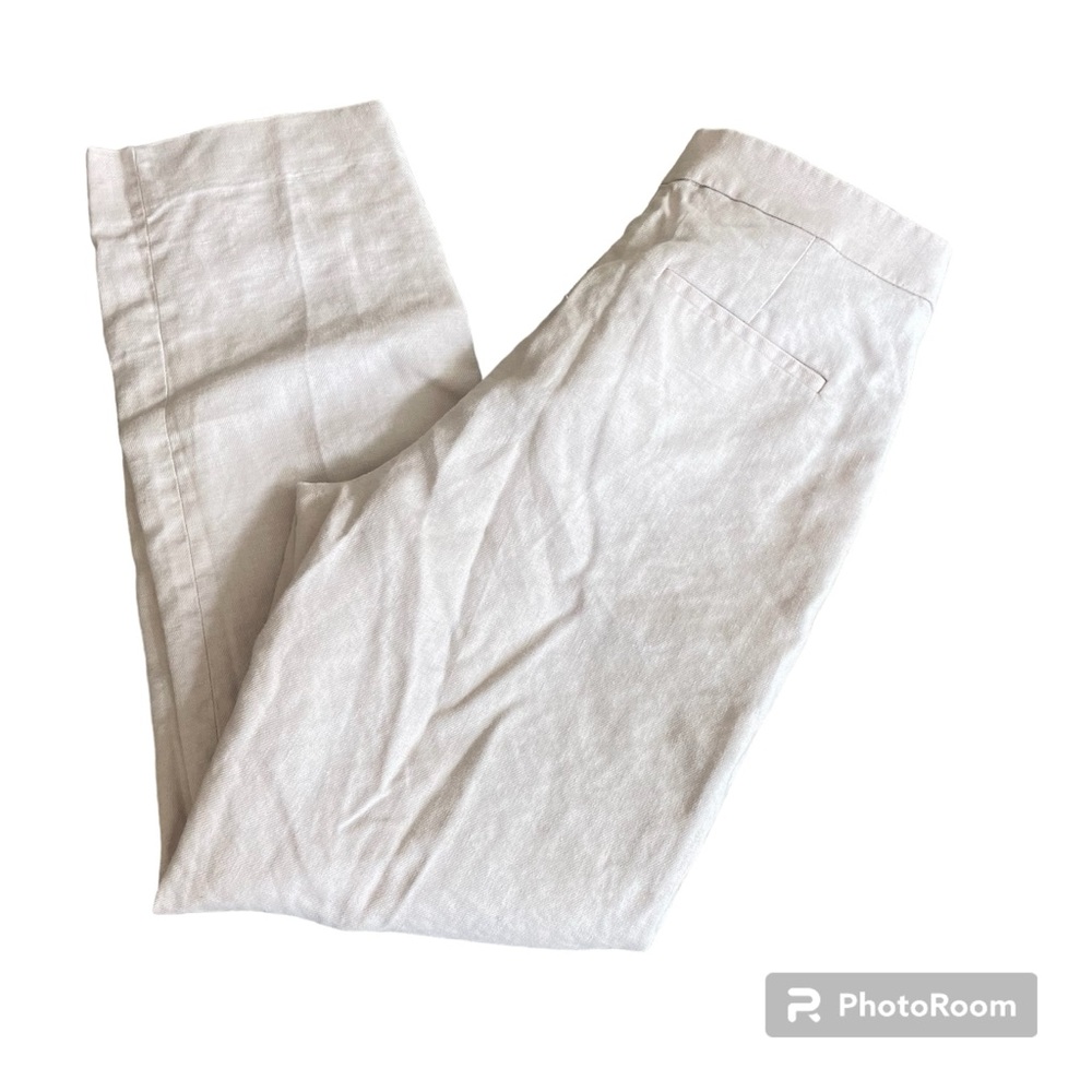 J Crew Kate Straight Leg Pants Stretch Linen Pale Pink Size 4 Career